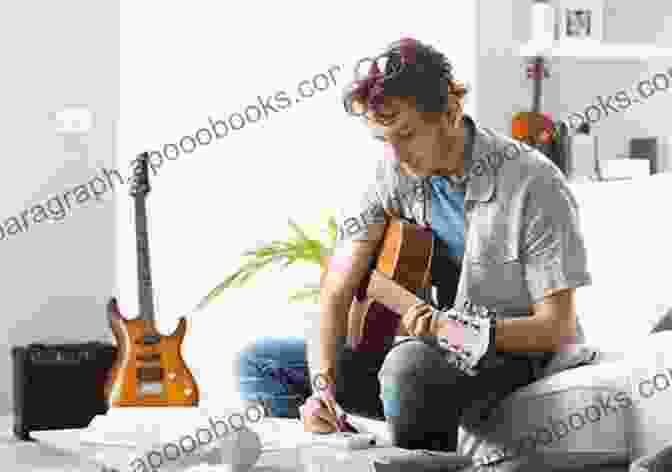 A Person Practicing The Guitar, With A Notebook And Pen Nearby 108 Essential Drum Beats: A Comprehensive Collection For All Levels