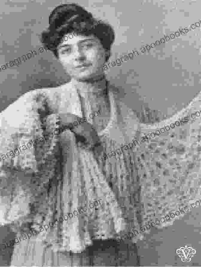 A Young Woman Wearing A Vintage 1900s Crochet Lace Shawl, Embodying Timeless Elegance How To Make A Titanic 1900s Era Lacey Fluted Crochet Shawl Vintage Crochet Pattern: 1900s Crochet Lace Shawl Pattern