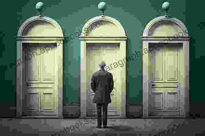 An Image Of A Man Standing Before Two Doors, Behind One Of Which Is A Lady And Behind The Other A Tiger The Lady Or The Tiger? Illustrated