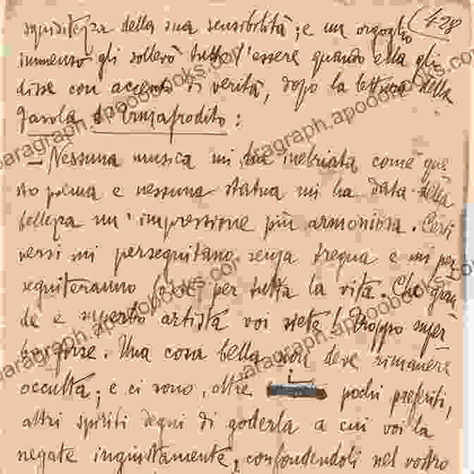 Manuscript Page From 'Il Piacere' By Gabriele Annunzio Il Piacere Gabriele D Annunzio