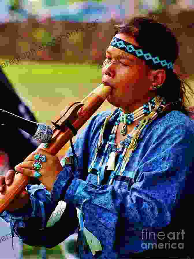 Native American Flute Player Sitting On A Rock, Playing A Flute With A Serene Expression Prayer Of Thanksgiving For F# Native American Flute: 5 Sacred Arrangements (5 Sacred Arrangements F# Flute)